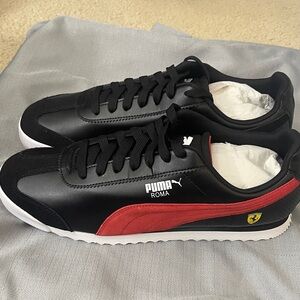 Puma Roma Black and Red Athletic Shoes